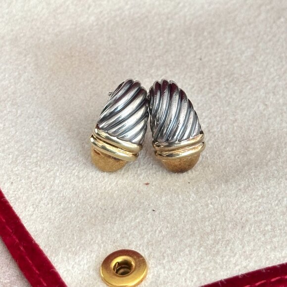 David Yurman Waverly Earrings – Sterling Silver & 14K Gold - Picture 1 of 6